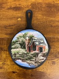 Lovely Vintage Hand-Painted & Signed Cast Iron Mini Skillet