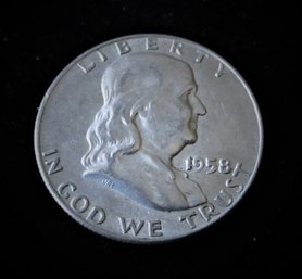 U.S. 1958D Franklin Silver Half Dollar & 1990 P Kennedy Half