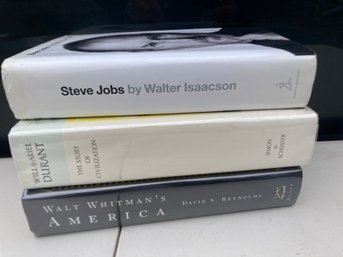 Book Lot Steve Jobs, The Story Of Civilization The Age Of Napoleon, Walt Whitmans America