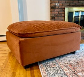 Albany Park Kova Large Burnt Orange Velvet Ottoman/Modular Topped With A Removable Plush Cushion