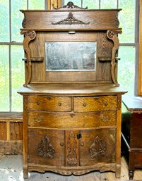 Antique Victorian Oak Carved Sideboard