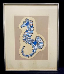 Vintage Original Signed Artwork Seahorse 1971