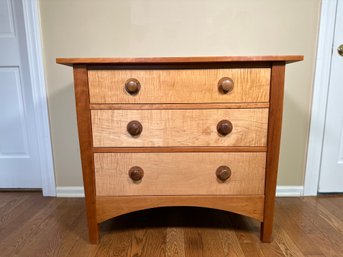 Stickley Furniture Three Drawer Cherry With Curly Maple Front Dresser