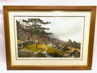 Vintage Signed Ogden M Pleissner Lithograph - Hillside Orchard