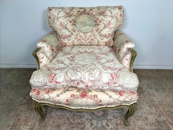 Vintage French Louis XV Style Bergere Arm Chair, Down Material