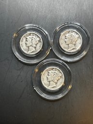 Lot Of 3 Silver Mercury Dimes