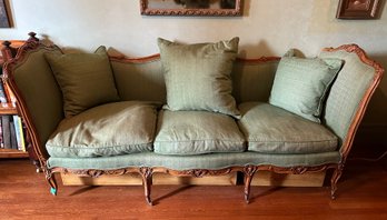 Victorian Carved Wood Settee Sofa, Needs Repair