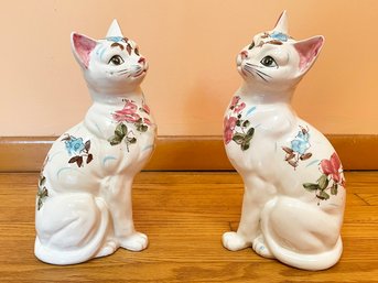 A Pair Of Large Ceramic Cat Statues