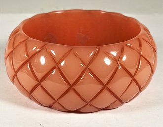 Large PONO Peach Colored Bakelite Plastic Wide Bangle Bracelet