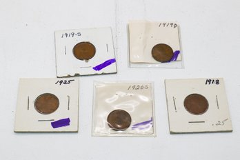 Lincoln Wheat Penny 1918, 1919D, 1919S, 1920S, 1925