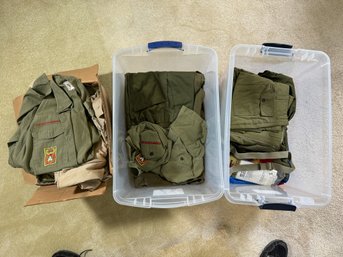 THREE BOXES VINTAGE BOY SCOUT UNIFORMS