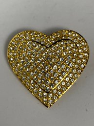 Joan Rivers Gold & Pave Crystal Double Heart Pin 37