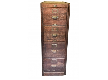 Library Bureau Sole Makers 4 Drawer Tiger Oak File Cabinet
