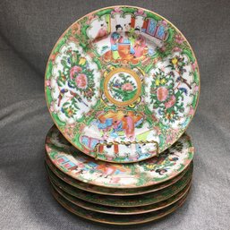 Group Of Six (6) Antique Rose Medallion Plates - 8-1/2' - From Same Westport Estate Last Month - Very Nice