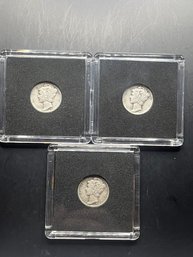 3 Mercury Dimes 1934, 1935-D, 1935