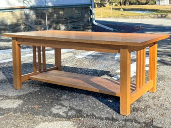 A Vintage Oak Coffee Table In Craftsman Style
