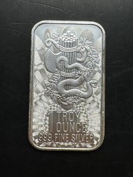 One Troy Ounce .999 Fine Silver Bar