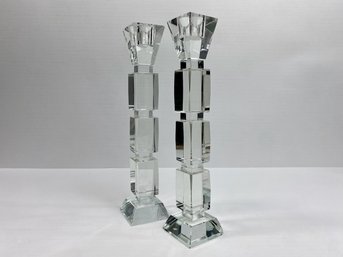 Pair Of Crystal Candlesticks, Unsigned