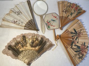 Lot Of Handfans & Mirror