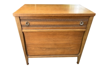 MCM Dresser With Rattan Inlay And Metal Pulls