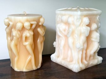A Pair Of INTIRA Candle Factory Lalique 'Bacchantes' Figural Candle - NEW