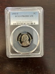 Beautiful 1993 S San Francisco Jefferson Nickel PCGS PR69DCAM