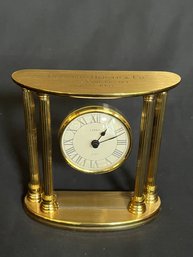 Linden Quartz Brass Mantel Clock - Engraved On The Top - 5.5' Tall