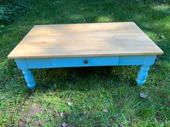 Coffee Table With Sky Blue Painted Base