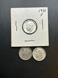 Lot Of 3 Silver Dimes