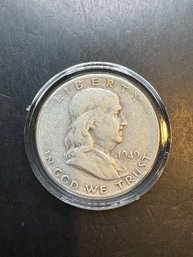 1949 Silver Benjamin Franklin Half Dollar