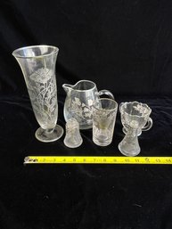 Silver Trimmed Glass Lot