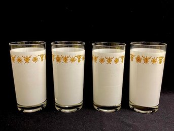 Vintage Signed 1974 James Bradley Associates Set Of 4 Golden Butterfly Style Tumblers