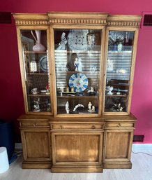 Karges Glass Fronted China Cabinet Breakfront Circa 1959  60' X 17' X 78'H