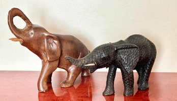 Carved Wooden African Elephants