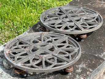 A Pair Of Metal Plant Stands