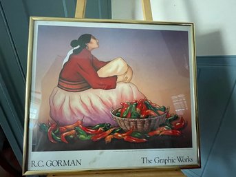 R.C Gorman Navajo Chili Peppers Graphic Works 1987 Poster In Frame And Signed Runyon-Winchell 1979 Poster