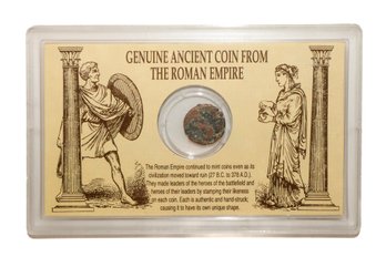 Genuine Ancient Coin From Roman Empire In Display Case