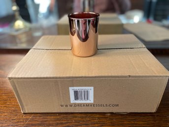 Twelve Rose Gold Colored Glass Candle Holders (1 Of 2)