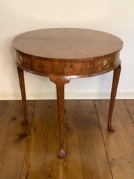 BAKER FURNITURE DROP LEAF ROUND TABLE WITH DRAWERS