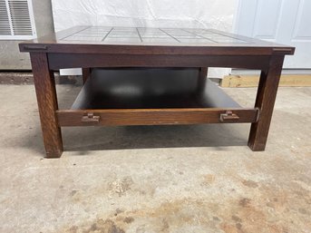 Stickley Furniture Oak Mission Shaker Style Square Tiled Coffee Table