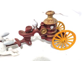 Cast Iron Horse Drawn Fire Engine Pump Truck