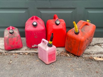 Five Gas Containers From 1 To 5 Gallons