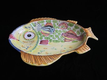 Solimene Italian Hand Painted Ceramic Fish Platter