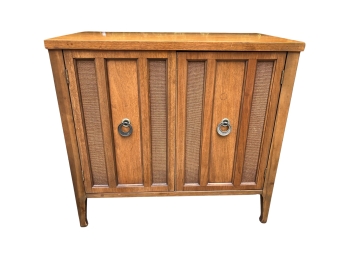 MCM Cabinet With Rattan Inlay And Metal Pulls