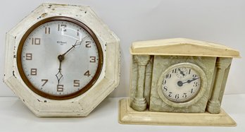 Vintage Clocks: Gilbert Wall Clock  & Desk Clock With Alarm