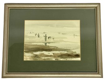 Signed Watercolor By Georgia Dearborn (American,1952-)Framed Under Glass