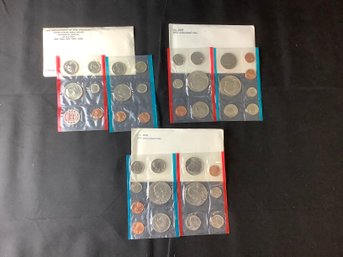 3 US Mint Uncirculated Coin Sets Dated 1972, 1973, 1974 In US Government Envelopes