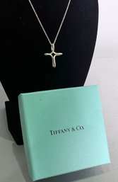 Tiffany And Co Elsa Peretti Sterling Silver Cross And Chain