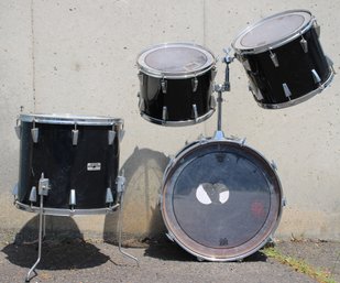 Set Of Four Vintage Yamaha Drums In Black