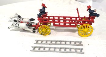 Vintage Cast Iron Horse Drawn Fire Truck Dual Rider Incomplete